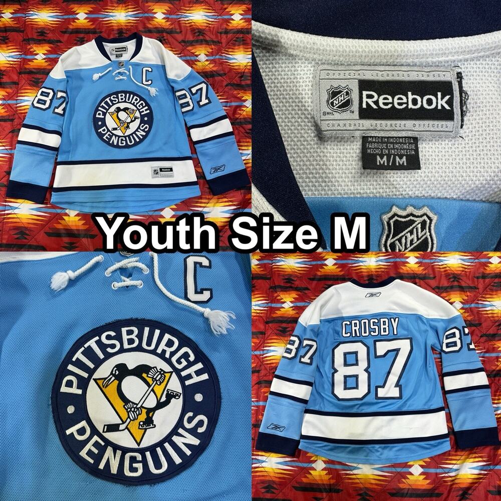 Reebok Pittsburgh Penguins Sidney Crosby 87 Winter Classic Jersey Blue Youth M
